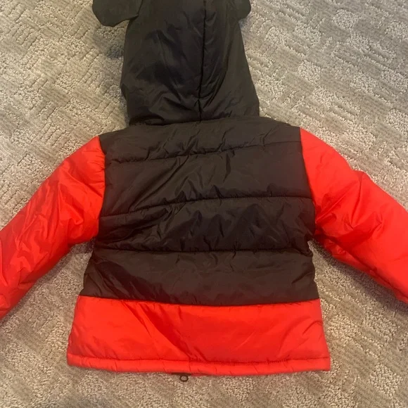 Disney Mickey Mouse Red and Black Kids Puffer Coat - Picture 3 of 5